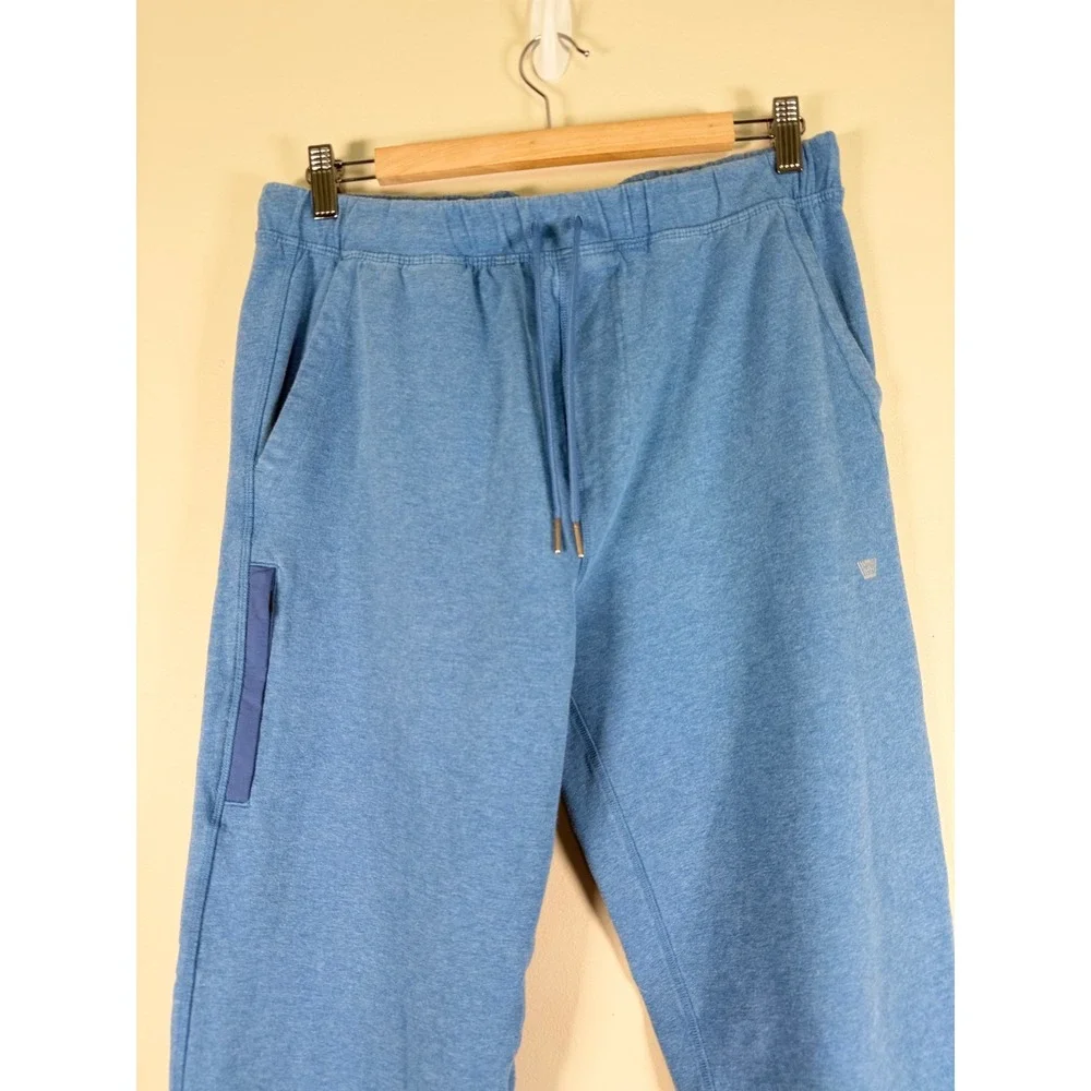 Mack Weldon Ace Sweatpants Blue Heather Large Tapered Joggers Cotton Blend